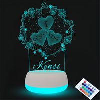 Lampe de nuit LED holographique en acrylique 3D Illusion d'optique avec nom personnalisé