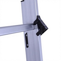 Meilleure échelle escamotable 3-en-1 légère en alliage d'aluminium, 2x7 marches, 150 kg, certifiée EN 131 pour supermarchés et escaliers