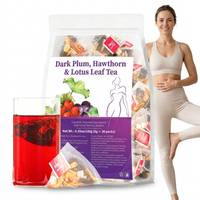 Tisane Bien-être aux Plantes Brutes de Prunier Noir, Aubépine et Feuille de Lotus, Sans Caféine, 180g, pour la Digestion et l'Amincissement, Spécialement Conçue pour les Femmes