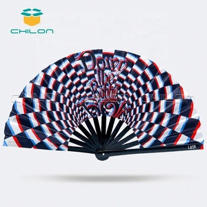 Ventilateur en bambou promotionnel ventilateur à main Rave en tissu à un côté avec logo personnalisé - Product Image 2