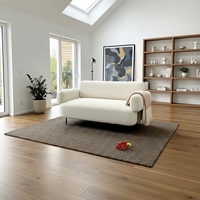 Canapé-lit en tissu bouclé blanc crème confortable au design minimaliste moderne avec cadre en métal noir