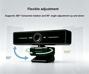 Webcam tout-en-un USB Plug & Play 360 ° Microphone intelligent à rotation horizontale, prise de son audio, caméra web grand angle, diffusion en direct de conférence - Product Image 2