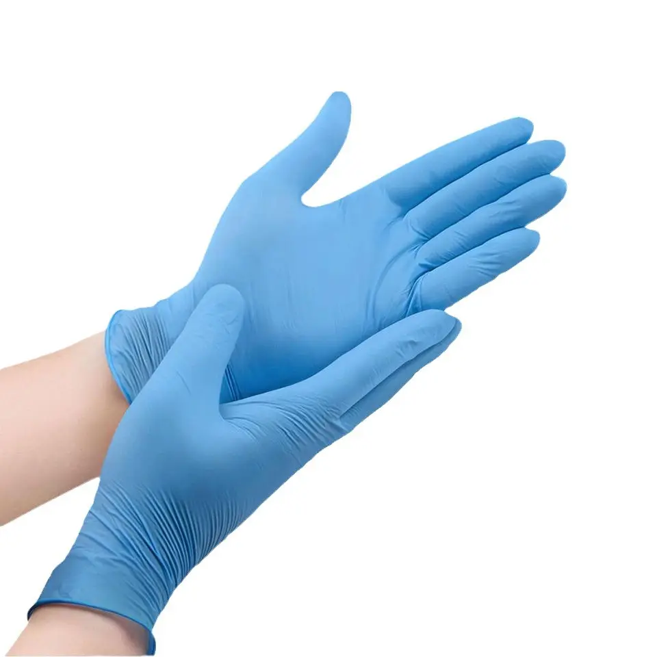 Sarung tangan inspeksi sekali pakai khusus sintetik PVC nitril pembersih makanan bubuk tebal perlindungan gratis grosir