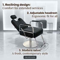 Chaise de barbier moderne en acier pour salons de coiffure