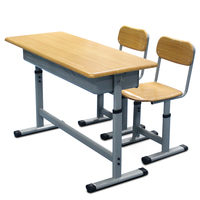 Meubles de salle de classe chaise de bureau d'école à double siège en bois pour étudiants ensemble de table et de chaises d'étude pour enfants de Style Simple