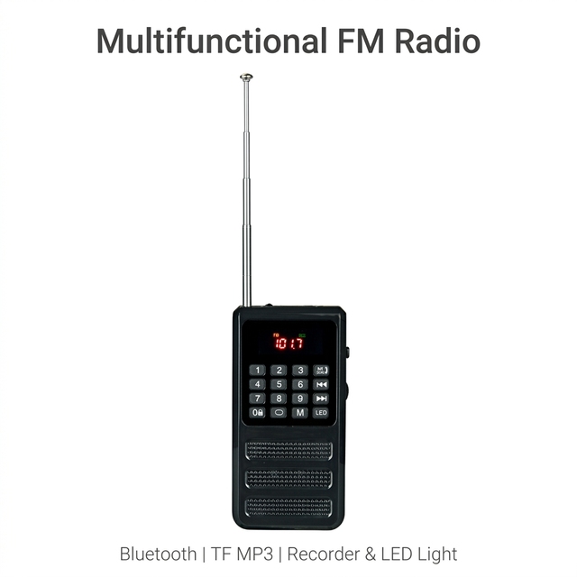 Y-001 Mini Pocket FM Radio for Digital Song Select MP3 Player Voice Recorder Flashlight Rechargeable Emergency
