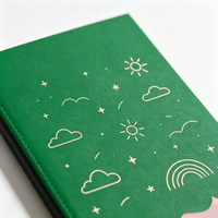 Carnet A5 à couverture rigide, motif dessin animé simple, couverture verte et rose, papeterie, journal