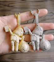 2026 Pendentif Hip Hop pour Homme de Grande Taille en Laiton de Haute Qualité, avec Pierres, Zircon et Perle, Plaqué Or, Motif Sac d'Argent, Style Bling Bling Glacé, Chaînes Tendance