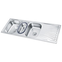 Longstar Multi-Spüle mit Platte Küche Waschbecken Geschirrs püler Edelstahl Doppel waschbecken mit Entkopplung Kühl platte Reinigungs pool