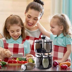 1 Set Multifunctional Rotating <b>Kitchen</b> Spice <b>Rack</b> With 6 Spice Jars Seasoning Jar Set for Home/ Dorm/Restaurant - Product Image 3