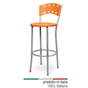 Taburete Contemporáneo Maiarca con Asiento y Respaldo de Plástico Rojo para Bar, Cocina, Club, Hotel o Comedor, Muebles de Bar Modernos - Product Image 1