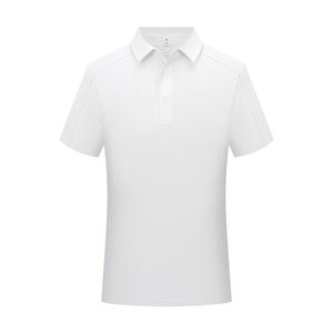 Men's White Polyester Polo Shirt Short Sleeve Solid Color Turn <b>Down</b> Collar Workwear Uniform Custom Logo Printing - Product Image 1