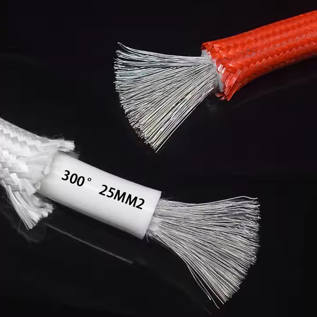 25mm2 Heat Resistant Cable Fiberglass Braided Wire 4AWG Silicone Cable Silicone Insulated Fiberglass Wire for Oven 300degree