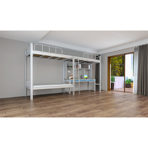 Phong Cách Hiện Đại Dành Cho Người Lớn Sinh Viên Đại Học Ký Túc Xá Loft Giường Khung Sắt Giường Tầng Căn Hộ Với Bàn Máy Tính - Product Image 4