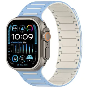 สายนาฬิกาซิลิโคนขายส่งจากโรงงาน สำหรับ Apple Watch S 10 11 46 มม. Ultra 49 มม. SE 44 มม. สายรัดข้อมือแบบแม่เหล็กสองสี - Product Image 5