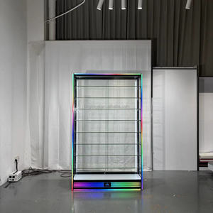Wholesale RGB LED Retail Display Showcase Lockable <strong>Glass</strong> <strong>Cabinet</strong> with Aluminum Frame and Adjustable <strong>Shelving</strong> - Product Image 4