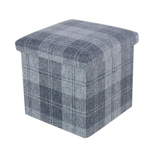 Taburete de almacenamiento de lino plegable cuadrado para almacenamiento de adultos y taburete para cambiar zapatos sofá multifuncional Otomano - Product Image 4
