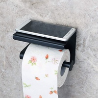 Prêt à être expédié, porte-papier toilette mural moderne en acier inoxydable 304 auto-adhésif avec étagère pour téléphone pour la salle de bain