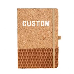 Wholesale A5 Custom Cork Texture Cover Hardcover PU Leather Notebook Journal Logo Color Printed Thread <b>Sewing</b> Bound 80-180 - Product Image 1