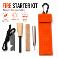 Kit de tube à souffler pour allumer le feu au magnésium, portable, en acier inoxydable avec poignée en bois pour le camping