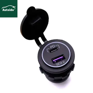 Waterproof Car Marine 12V QC3.0 Power Outlet Charger Power Charger Power Socket Port USB A & PD Type C Car Socket