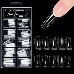 100pcs amande cercueil Transparent acrylique <span class=keywords><strong>faux</strong></span> ongles français Double usage presse sur acrylique ongles doux <span class=keywords><strong>Gel</strong></span> ongles conseils - Product Image 6