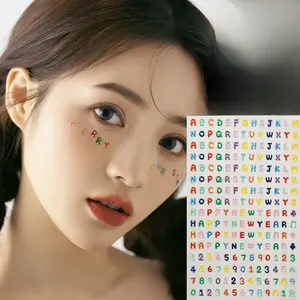 2024 Fruit Love Eye Makeup Sticker Birthday New Year Christmas Face Sticker DIY Creative Colored Number Letter Face Sticker