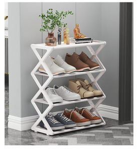 Zapatero Simple en Forma de X de Cedar Space, Multifuncional, de 4 Niveles, con Estructura de Acero, para Dormitorio Estudiantil o Entrada - Product Image 3