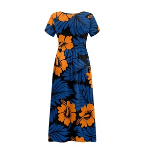 Eleganti Abiti <span class=keywords><strong>Lunghi</strong></span> Casual su Misura con Design Floreale e Maniche Corte, Stile Hawaiano, <span class=keywords><strong>Vestiti</strong></span> da Donna per Occasioni Speciali - Product Image 5