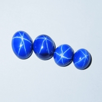 Rubis rouge synthétique en vrac, corindon, taille ovale cabochon, saphir bleu, pierre étoilée