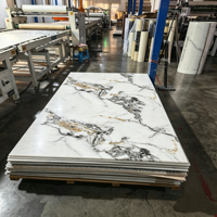 Plaque de marbre imperméable avec revêtement UV, ignifuge, fabriquée sur mesure en Chine, pour la décoration murale des hôpitaux, bureaux, bâtiments, chambres et salles de sport