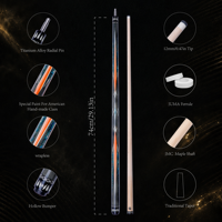 Queue de billard professionnelle KONLLEN K-02, 58,3 pouces, fût en érable JMC, embout de 12 mm, pour les tournois