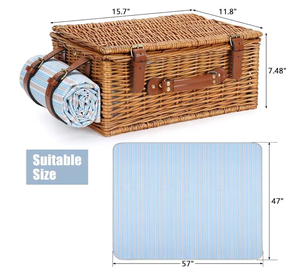 대형 천연 라탄 피크닉 바구니 오거나이저 과일 음식 보관 컨테이너 (2/4/6인용 위커 바구니) - Product Image 3