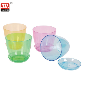 Haixin Pots de fleurs en plastique PS à prix réduit Jardinières Pots de fleurs transparents Petits pots de fleurs avec base - Product Image 1