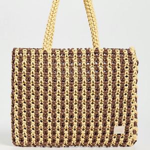 Bolso Tote Bohemio de Ganchillo Personalizado para Mujer, Gran Capacidad, Diseño Abierto, Duradero, con Nudos, Rayas, para Viajes, Verano, Otoño, Portátil - Product Image 1