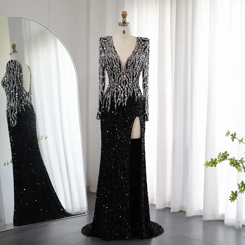Jancecber LSCZ146-robe de soirée élégante pour femme, tenue de soirée à paillettes et perles, haute qualité