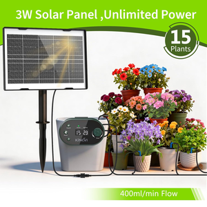 Kit d'arrosage solaire automatique 3W pour 15 pots, 22 modes de temporisation, anti-siphonnage, pour l'irrigation des plantes en extérieur, jardin, balcon, avec minuteur DIY - Product Image 2