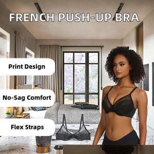 Sujetador Push-Up de Malla Fina, Ajustable, con Copa de Punto, Anti-Caída, con Aro de Acero Suave, Estilo Francés, Talla Grande, para Verano - Product Image 2