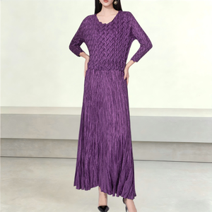 open lace back dress Berylove Women Dark Purple Long Sleeve Work Dress Sheath Midi Business Casual Dress with Slit, Dark Purple / US16W
