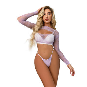 Sexy Netz-Perspektiven-Dessous mit freiem Busen – Lustige Damen-Bikini Zweiteiler Reizwäsche - Product Image 6