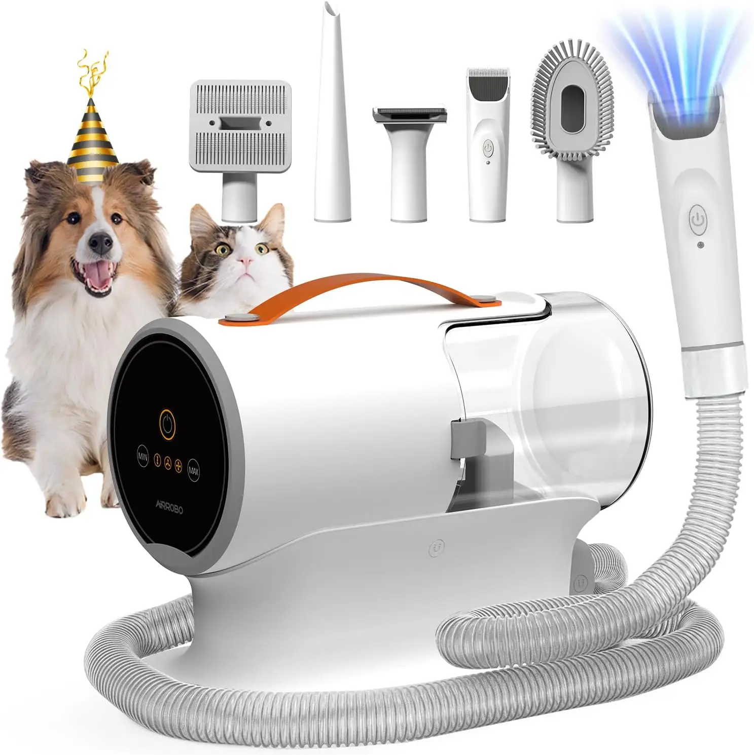 Airrobo Verzorgingsvacuüm Voor Honden Katten Tondeuse 5 In 1 Verzorgingsset Voor Huisdieren Met Schoonmaakborstel Kam Trimmer