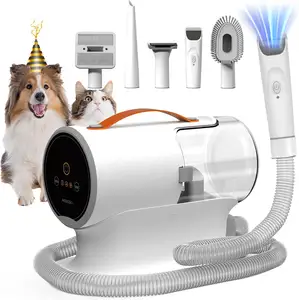 AIRROBO Haustierpflege-Staubsauger für Hunde Katzen-Haarclipper 5-in-1-Haustierpflegeset mit Kamm-Trimmer Reinigungsbürste