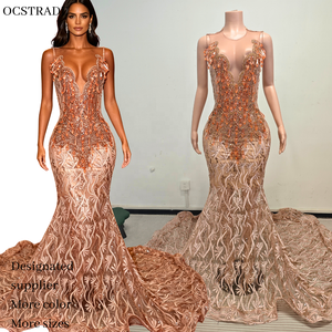 Ocstrade Listo para Enviar - Contacta Antes de Ordenar Vestido de Noche de Lujo <span class=keywords><strong>con</strong></span> Pedrería en Oro Rosa, Elegante Vestido de Gala para Baile de Graduación 2026 de Lujo - Product Image 1