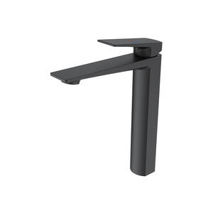 Robinet de lavabo tout en cuivre chaud/froid, à poignée unique, double commande, gris anthracite, avec cartouches en céramique et activation par levée - Product Image 6