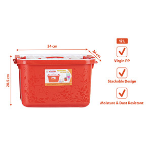 Multi Color Plastic Storage Box Lid 12 L PP Organizer Bin Stackable Moisture Resistant Dust Resistant Eco-Friendly for Wardrobe - Product Image 4