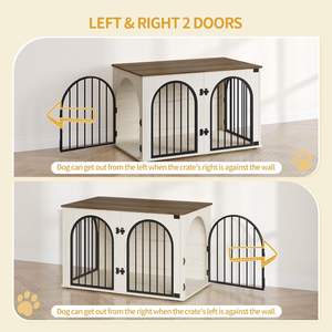 <span class=keywords><strong>100</strong></span> cm ahşap köpek sandık mobilya anti-çiğnemek ve anti-kaçış kemerli kapı kapalı kulübesi yan masa Pet kafesleri - Product Image 5