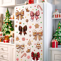 Autocollant mural décoratif nœud rose de Noël pour la maison, autocollants de fenêtre de Noël en PVC résistants aux UV et imperméables
