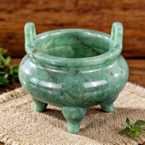 Wholesale Natural Crystal Tripod Healing Raw Stone Green Aventurine Incense Line Incense Burner Censer Cafts for <strong>Burn</strong> Incense - Product Image 3
