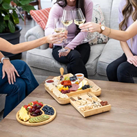 Plateau à fromages personnalisé en forme d'échiquier, plateau de service pour charcuterie, plateau à découper, ensemble cadeau avec plateau à fruits pour Noël