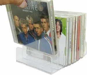 Support de CD DVD en acrylique transparent pouvant contenir jusqu'à 14 boîtiers de CD standard pour le stockage sur étagère multimédia